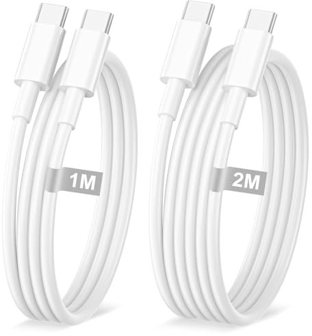 Cable USB C a USB C Carga Rapida 1M+2M 2Pack, 60W Cable iPhone 15 16 Cable Cargador Tipo C Carga Rapida Cable USBC 2M Cable iPhone para iPhone16/15/Pro/Max/Mini/Plus, iPad Air/Mini/Pro/10 Gen/11 Gen