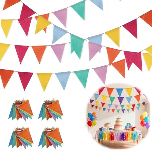Hexizexi 48 Stück Wimpelkette Outdoor Bunt 4er-Set 16M