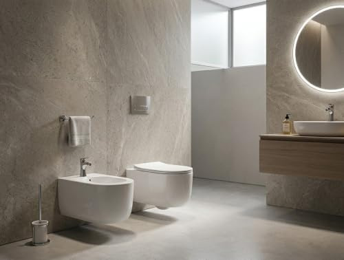 Sanitari sospesi WC e Bidet in Ceramica Copriwater soft-close TRAMONTANA Bianco