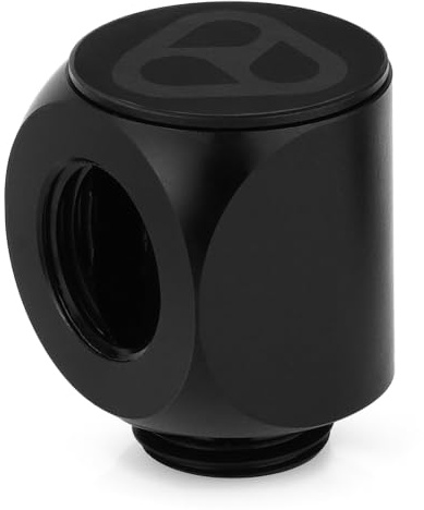 Thermal Grizzly - DeltaMate - Rotary 90° - Rotary Fitting - Black - CNC-machined Brass - G1/4 inch Male & Female Thread - for Modular Combinations in Water Cooling Systems