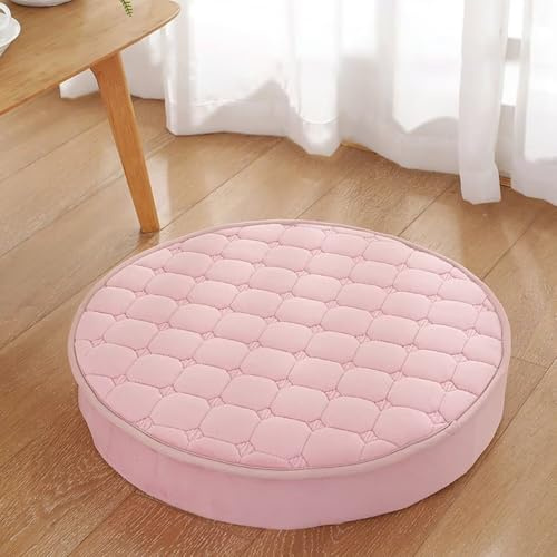 Sitzkissen Rund 50cm, 5 cm Dicke Weiche Stuhlkissen mit rutschfest Waschbar Samt Bezug, Sitzkissen Stuhl mit Reißverschluss, Chair Cushion für Indoor Esszimmer Küche Outdoor Garten, Rosa