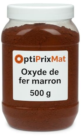 OptiPrixMat Pigment oxyde de fer poudre, Marron, 500 g | Couleurs intenses et durables, Béton, enduit, peinture, chaux, plâtre
