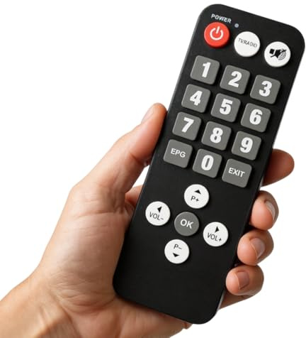 RED OPTICUM Senioren Fernbedienung für S-Box Sat Receiver - Extra große Tasten für einfache Bedienung des HD Satelliten Receiver - Senior Remote Control