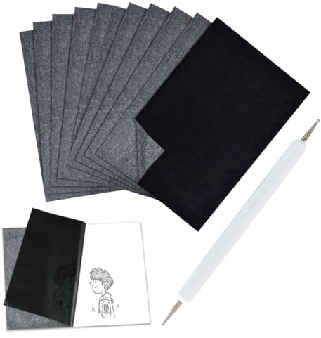 YAYNO 50 Blatt Transferpapier Pauspapier mit 1 Prägestiften Kohlepapier Blatt schwarzes zum Durchschreiben A4 Graphitpapier Kohlepapier zum Nachzeichnen Abpauspapier