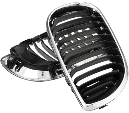 Chrom Front-Mitte-Kühlergrill Motorhaube 1 Paar Für E46 3er Touring 4-Türer 2002-2005 Facelift(Chromschwarz)