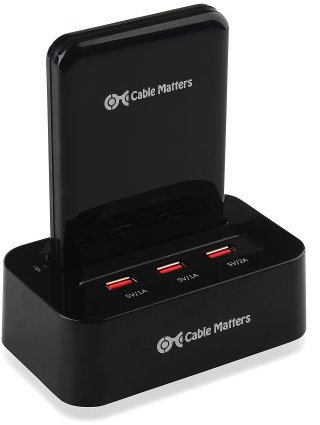 Cable Matters® SuperSpeed USB 3.0 to 2.5 SATA Hard Drive Docking Station with 3-Port USB Charging Hub