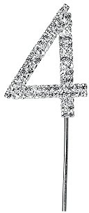 Cake Star Diamante Silver Cake Number, Sparkling Numbers 0-9 on Strong Metal Wire, Baking Decorations for Celebrating a Birthday or Anniversary, Better than Candles, Give Cakes a Personal Touch - Clear 4