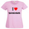 Damen T-Shirt I Love Sportakrobatik Größe XS Farbe Pink Druck Schwarz