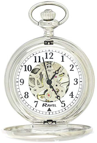 Ravel - Polierte mechanische Skelett-Taschenuhr - Silberton