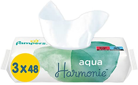 Pampers Aqua Pure Lot de 144 lingettes humides pour bébé (3 x 48)