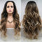 Xiweiya Ombre lange schwarze bis braune gewellte Perücke Lace Front Perücken Kunsthaar mit dunkler Wurzel Mittelteil lange weiche mit hitzebeständigem Haar Ersatz Perücke für Frauen Drag Queen 61cm
