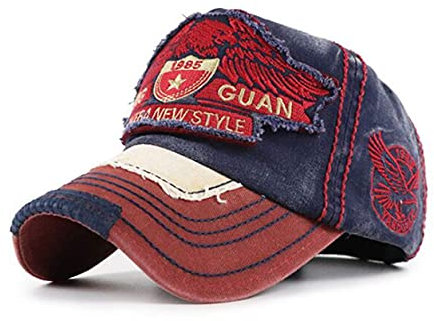 CHENNUO Vintage Basecap Distressed Snapback Caps Trucker Hat Baumwolle Baseball Cap Freizeit Outdoor Kappe Unisex (Blau)