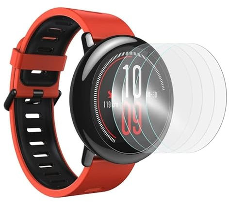 KARYLAX - [Pack x4 Protector de pantalla de cristal flexible Dureza 9h, Película protectora para Xiaomi Huami Amazfit Stratos 3 Reloj inteligente