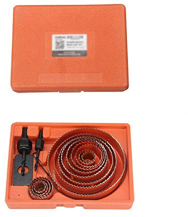 BE-TOOL Juego de corte de metal, brocas redondas, 13 piezas, juego de sierra de agujero, hoja fina de madera duradera para placas de yeso, madera, MDF, aluminio y escritorios de computadora (rojo)