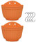 Wankd 2er Set Wandblumentopf - halbrund - Wandampel - Übertopf - Weiss - Draußen & Balkon - with 4 Haken - L 21 x W 12.5 x H 18 cm (Orange)