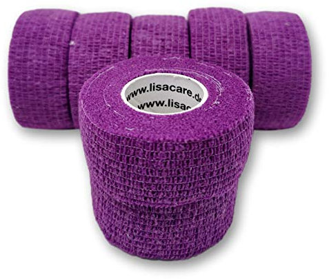 Bunter Mix 7 Stück LisaCare Pflasterverband, Fingerpflaster, Rollenpflaster, elastische Pflaster Kinderpflaster ohne Kleber und latexfrei (Lila)