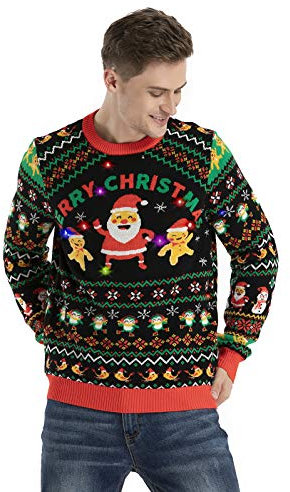OFF THE RACK Unisex Led Light Up Ugly Christmas Jumper Sweater for Men & Women Suéter, Shake Off de Temporada, M para Hombre