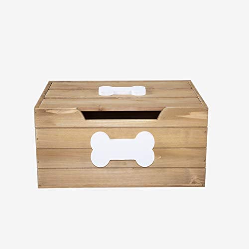 Premium Quality Dog Toy Storage Box Wooden Crates Pet Gift Box Toy Chest (Brown, Medium)