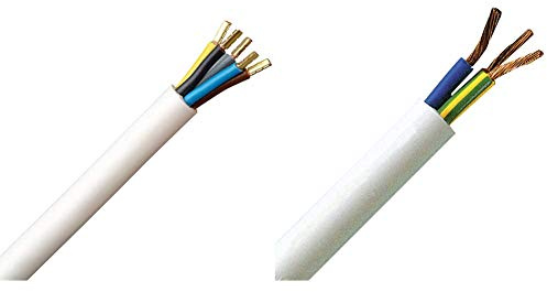 Kopp 156005047 Herdanschlussleitung, Weiß, 5 m & 151805840 Schlauchleitung H05 VV-F 3G, 1.5 mm², 5 m, weiß