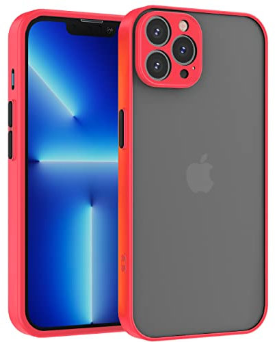 Mixroom - Coque pour Apple iPhone 12 Pro Max Bumper Mat Protection Appareil Photo avec Arrière Semitransparent Bord Souple en TPU Couleur Rouge
