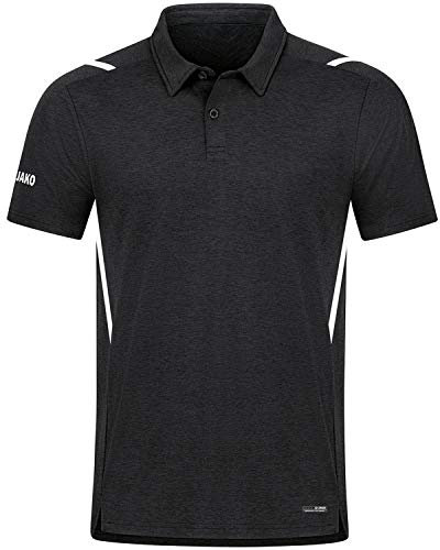 JAKO Herren Poloshirt Challenge, Schwarz-Meliert/Weiß, L