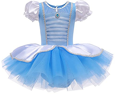 REXREII Toddler Girls Cinderella Princess Ballerina Tutu Dress Halloween Fancy Dress Up Costume