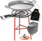 Set Paellero 600 mm + Kit Paravento (Paellera 70 cm + Gambe Rinforzate per Paellero + Regolatore di Gas + Tubo Omologato + Grembiule Nero in Regalo)