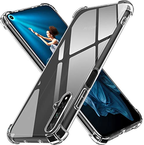 ivoler Funda para Huawei Nova 5T / Honor 20, Carcasa Protectora Antigolpes Transparente con Cojín Esquina Parachoques, Suave TPU Silicona Caso Delgada Anti-Choques Case