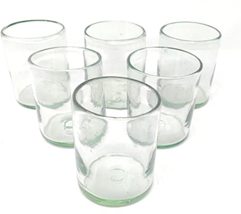 Dos Sueños Mundgeblasene mexikanische Trinkgläser - Set mit 6 natürlichen klaren Trinkgläsern (je 284 ml)