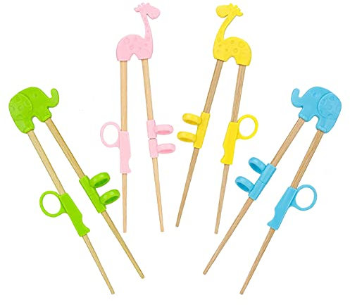 Kids Chopsticks, 4 Pairs of Reusable Children's Training Chopsticks, with Storage Box