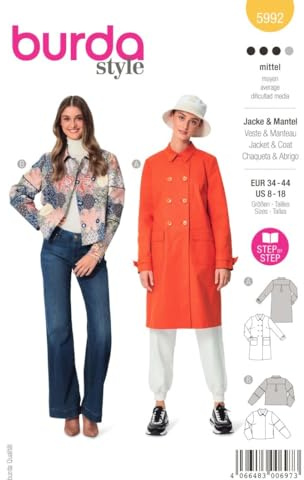 Burda Schnittmuster, 5992, Jacke und Mantel [Damen, Gr. 34-44] Level 3 mittel