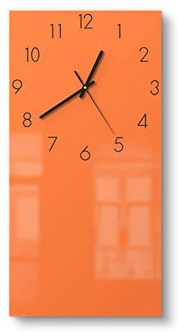 DEQORI Glasuhr | horizontal 30x60 cm | Unifarben - Orange | große XXL Design Uhr aus Glas | leise Wanduhr für Wohnzimmer & Küche | Moderne Hingucker Uhr für die Wand