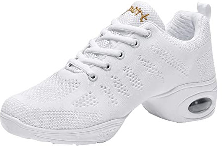 Tanzschuhe Damen Lace Up Mesh Tanzsneaker Damen Geteilte Sohle Luftkissen Modern Jazzschuhe Dance Training Sneaker Gr.35-42