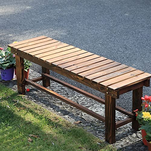YangAera Außen Gartenbank Parkbank Sitzbank Massive Holzbank Wetterfest Ohne RüCkenlehne bis Belastbar Ruhebank GartenmöBel BäNke für DraußEn Patio Balkon und Terrasse