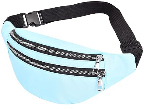 Surwin Solide Farbe Bauchtasche für Damen Herren, Oxford Stoff Gürteltasche Verstellbarem Riemen Hüfttasche Brusttasche Umhängetasche für Reisen Outdoor Sportarten Training Jogging (Hellblau)