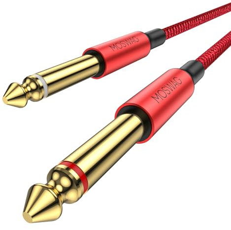 MOSWAG Audio Instrument Cable, 3M pulgadas profesional de nylon trenzado cable de instrumento para guitarra eléctrica, bajo, teclado, mezclador, amplificador, altavoces