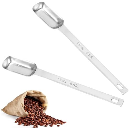 pegzherx 2PCS Stainless Steel Single Measuring Spoon 5 ml Teaspoon 1/3 Tablespoon Metal Measuring Spoon for Coffee Tea in Kitchen Coffee Shop Bar