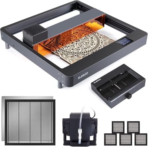 ELEGOO PHECDA Graviermaschine mit Wabenwerkbank, 25.000 mm/min Gravurgeschwindigkeit, App-Steuerung, Laserschneid- und Graviermaschine für DIY Holz, Leder, Metall, 400 x 400 mm Gravurfläche