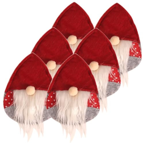 NOLITOY 6St Weihnachtsbesteck geschirrtücher weihnachtsmotiv weihnachtsessen Santa Besteckhalter Bestecktaschen mit Weihnachtsmütze Esstischdekoration Weihnachtsschmuck zu Hause Gabel