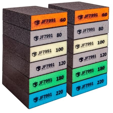 12pcs sanding blocks,sanding sponges,sandpaper block 6 Grits(60-80-100-120-180-220),sanding blocks for wood sandpaper for wood,hand sanding block,sand paper sandpaper for walls,sanding sponge