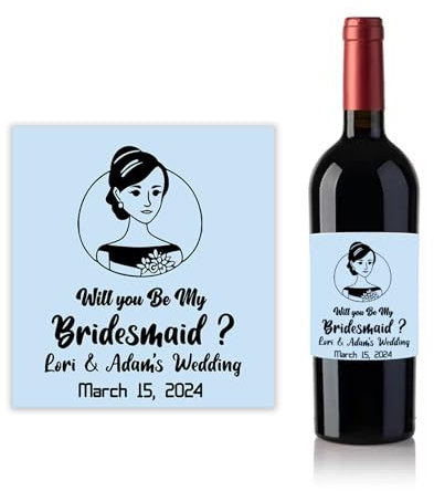 Personalised Customised Whiskey Wine Bottle Label Sticker for Wedding Will You Be My Bridesmaid (SMBL036)