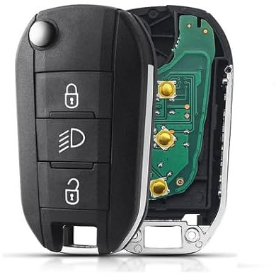 Chiave compatibile per Peugeot 208 2012-2018, 308 2013-2016, 508 2010-2015, 2008 2012-2018, C4 Cactus 2014-2016 - CAS Cles Auto services - Telecomando auto - PCF7 941 - ID46 - Pulsante lampada (VA 2)