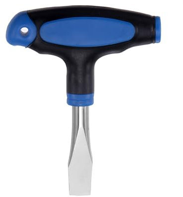 QUARKZMAN Cacciavite Testa Piatta Manico T, 12mm, Facile da Usare, Manico Ergonomico, Cacciavite Testa Piatta Manico Plastica per Set Cinematografici, Blu Nero