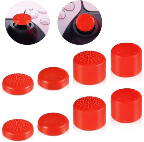 8pcs Thumbstick Grip Caps with 4 Sizes, Silicone Button Caps Joystick Replacement Cap Comprehensive Protection Thumb Cap Anti-Slip Thumbstick Soft Analog Cover Accessories for Playstation Portal(Red)