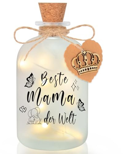 NEUFOOD LED Flaschenlicht mit Spruch Beste Mama der Welt,Mama Geschenke mit Korkstopfen Flaschen Lichterketten für mama Geburtstagsgeschenk Weihnachtsgeschenke Ruhestand Geschenk