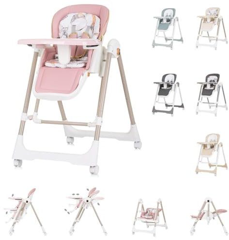 Chipolino seggiolone 2 in 1 Milk Shake, regolabile, altalena per bambini, ruote, colorazione:rosa