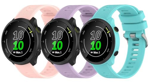 Garmcool 3 Pezzi 20mm Cinturino Compatibile con Garmin Forerunner 55 / Venu Sq/Venu Sq Music/Venu 2 Plus/Venu/Venu Sq 2 / Venu Sq 2 Music Cinturino Lilla Rosa Teal Sportivo
