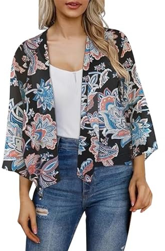 T-Shirt Casual Oversize da Donna in Estate Maglietta Ginnastica Top Estivi da Donna Kimono Casual A Maniche Corte Copricostumi da Spiaggia Cardigan con Spolverino (Sky Blue XXXL)