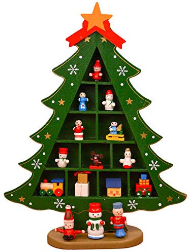 Mini Albero di Natale in Legno, Divertenti Ornamenti da Tavolo da Tavolo, Piccolo Albero di Natale da Tavolo in Miniatura, Albero di Natale Artificiale per Decorazioni per la