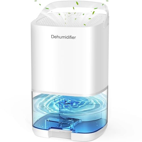 Dehumidifier, Dehumidifiers for Home, 1000ml Electric Small Dehumidifier for Bedroom(320 sq. ft), Quiet with Auto Shut Off 7 Colorful LED Portable Mini Dehumidifier for Wardrobe Bathroom (White)